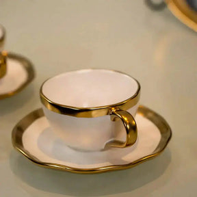 Aparelho de Jantar Porcelana Branco/Dourado Dubai - Serve 06 pessoas / EXCLUSIVO