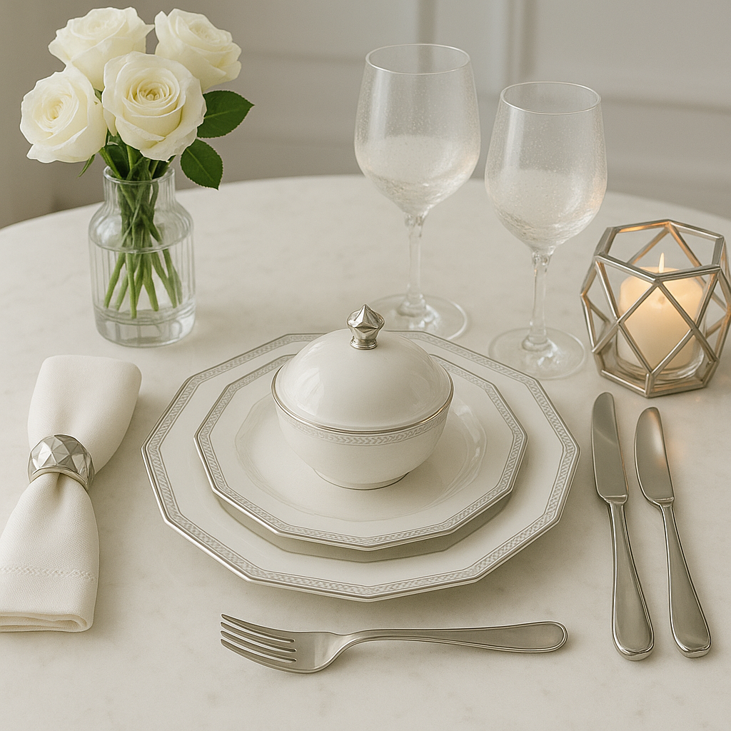 Aparelho de Jantar Pérola Nobre - Serve 06 pessoas / LANÇAMENTO EXCLUSIVO