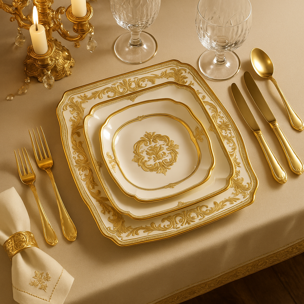 Aparelho de Jantar Versailles Lumière (Realeza Francesa - Luís XIV)  - Serve 06 pessoas / COLEÇÃO JÓIAS DA RAINHA