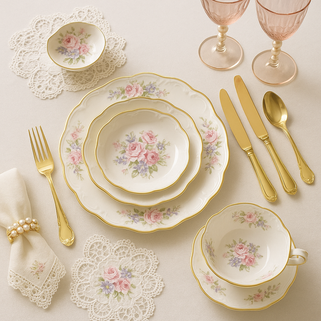 Aparelho de Jantar Sissi Vienense (Império Austro-Húngaro)  - Serve 06 pessoas / COLEÇÃO JÓIAS DA RAINHA