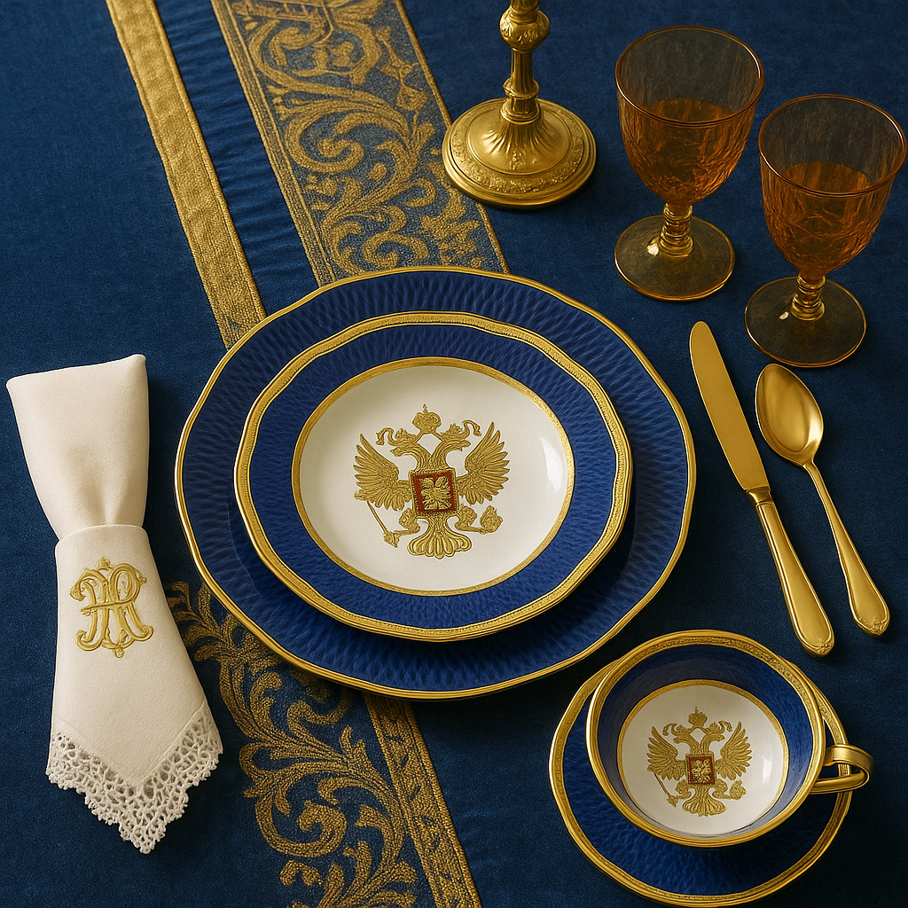 Aparelho de Jantar Romanov Imperial (Império Russo) - Serve 06 pessoas / COLEÇÃO JÓIAS DA RAINHA