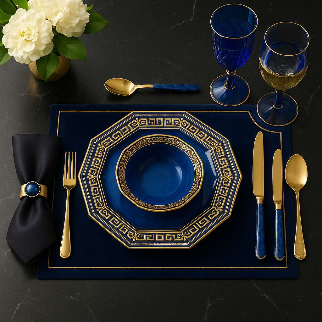 Aparelho de Jantar Porcelana Império Safira - Serve 06 pessoas / EXCLUSIVO