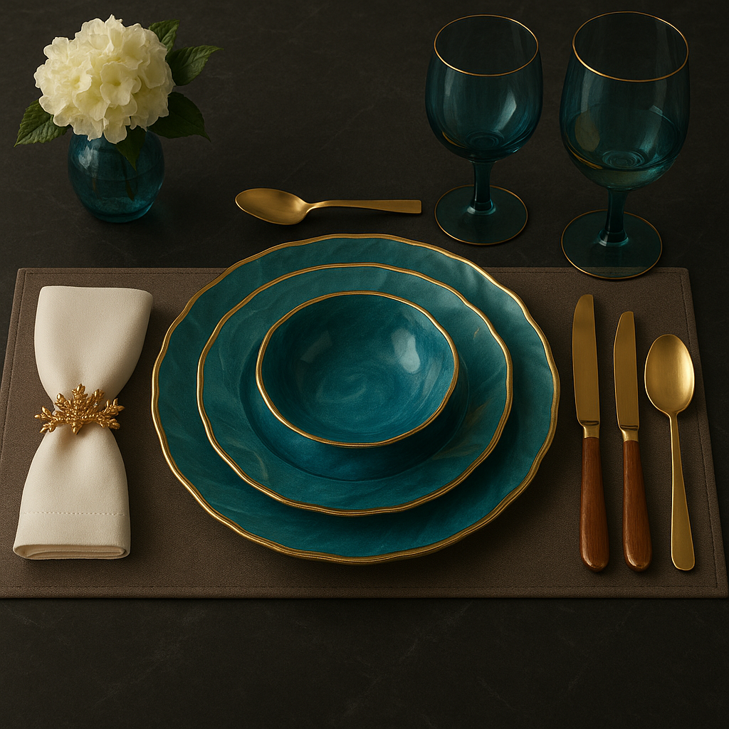 Aparelho de Jantar Porcelana Cristal de Amatista - Serve 06 pessoas / EXCLUSIVO