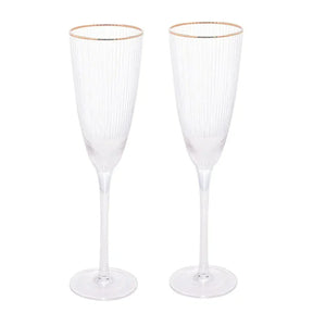 Kit 2 Taças de Champagne Cristal Borda Dourada Lines 300ml