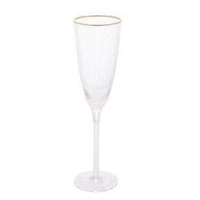 Kit 2 Taças de Champagne Cristal Borda Dourada Lines 300ml