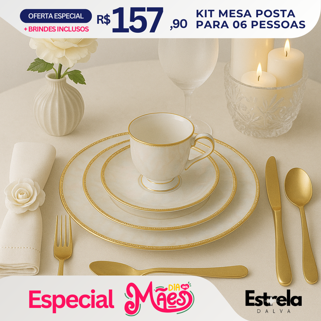 Aparelho de Jantar Algodão de Maison  - Serve 06 pessoas / LANÇAMENTO EXCLUSIVO
