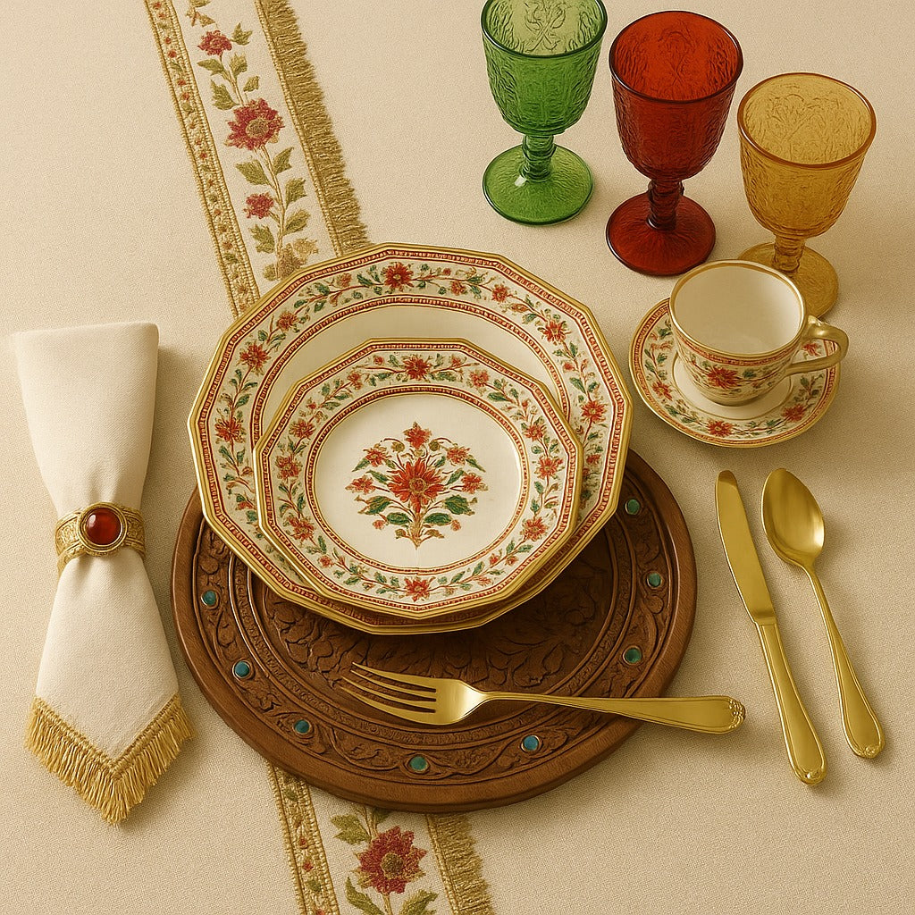 Aparelho de Jantar Jaipur Maharani (Princesas da Índia)  - Serve 06 pessoas / COLEÇÃO JÓIAS DA RAINHA